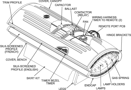 Cutaway view of the Sunvision 28LE tanning bed