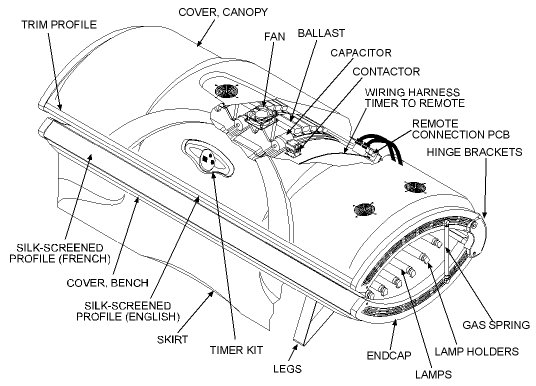 Cutaway view of the Sunvision 28LE2F tanning bed
