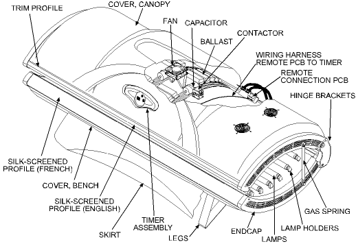 Cutaway view of the Sunvision 24SF tanning bed